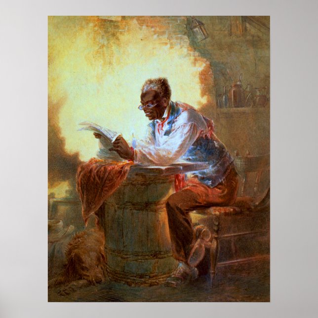 Póster Leyendo periódico por velas (Frente)