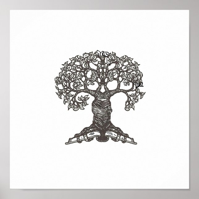 Póster Leyendo Poster de árbol (Frente)