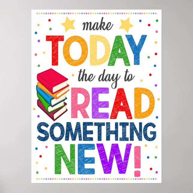 Póster Leyendo Poster de aula escolar (Frente)