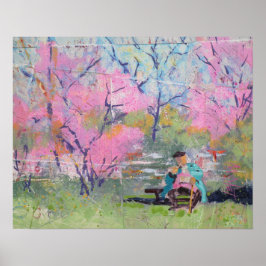 Póster Leyendo su carta Redbuds / Artista Larry Lerew