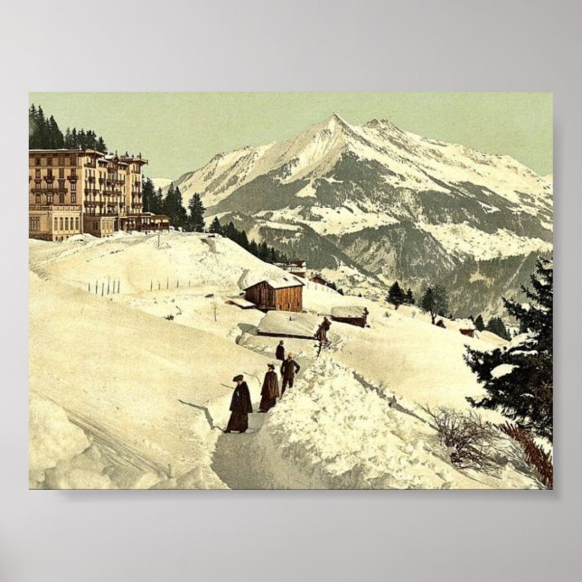 Póster Leysin, el sanatorio y la Chaussy en invierno, Nan (Frente)