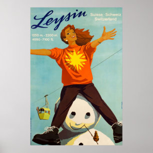 Póster Leysin, Suiza, poster del esquí