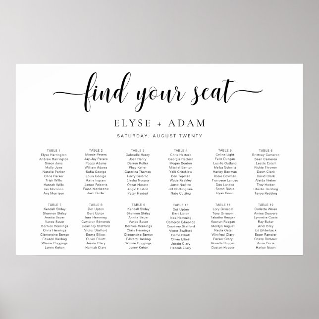 Póster Leyton Poster mínimo de 12 asientos en mesa (Frente)