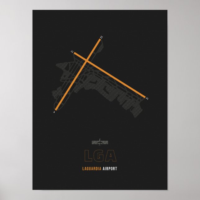 Póster LGA - Diagrama de pista del aeropuerto de LaGuardi (Frente)