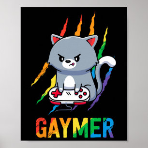 Póster Lgbt Cat Pride Shirt Rainbow Video Game Aovers Gif