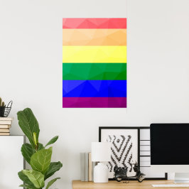 Póster LGBT flag rainbow lines geometric mesh pattern