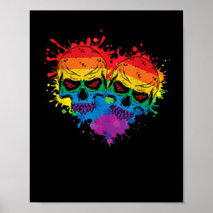 Póster Lgbt Heart Gay Pride Skull Rainbow Love LGBT Suppo