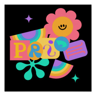 Póster LGBT+orgullo. Amor arcoiris. Amor a los girasoles.