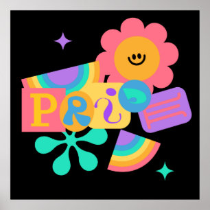 Póster LGBT+orgullo. Amor arcoiris. Amor a los girasoles.