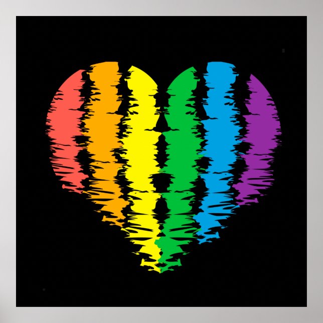 Póster LGBT+orgullo. Arcoiris cardíaco. (Frente)