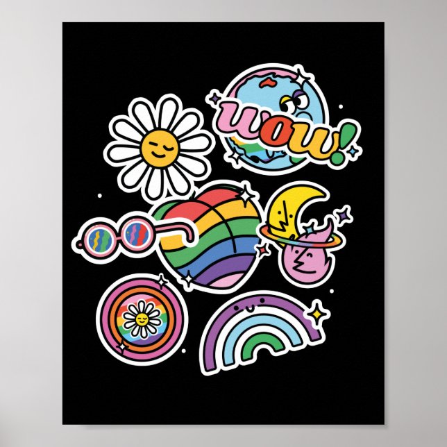 Póster LGBT+Orgullo. El amor es amor. Bandera arcoiris. (Frente)
