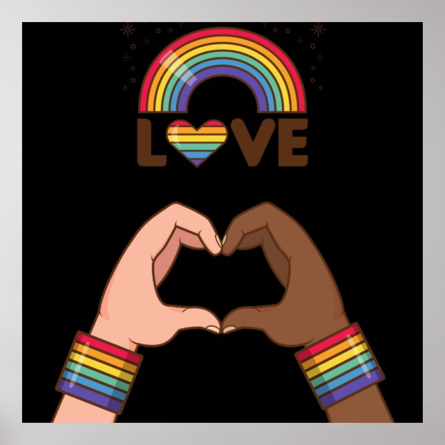 Póster LGBT+Pride. Love rainbow. Heart.       Poster (Frente)