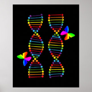 Póster LGBTQ DNA Rainbow Flag Butterfly Gay Pride Month L