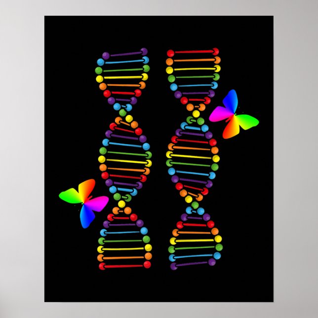 Póster LGBTQ DNA Rainbow Flag Butterfly Gay Pride Month L (Frente)