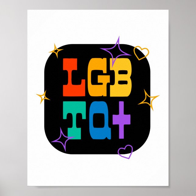 Póster LGBTQ+. ORGULLO+LGBT. Arcoíris (Frente)