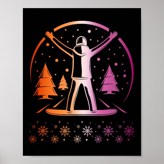 Póster Lgbtq Snowboarding Invierno Sutil Orgullo Lésbico (Frente)