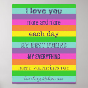 Póster LGBTQ Valentines Day Rainbow Flag 
