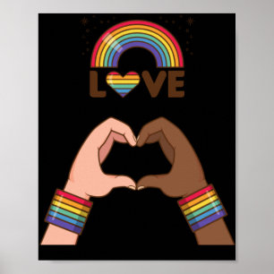 Póster LGTB+Orgullo. Amo el arcoiris. Corazón.