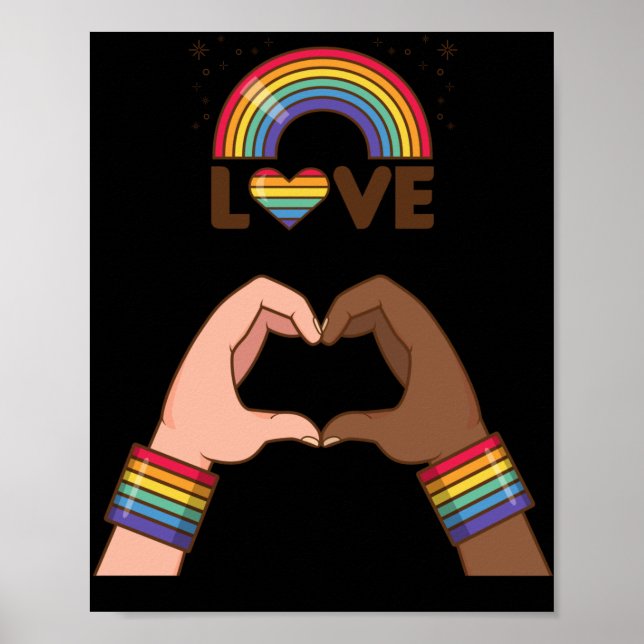 Póster LGTB+Orgullo. Amo el arcoiris. Corazón. (Frente)