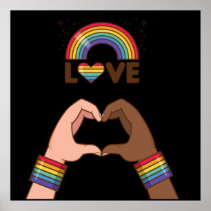 Póster LGTB+Orgullo. Amo el arcoiris. Corazón.
