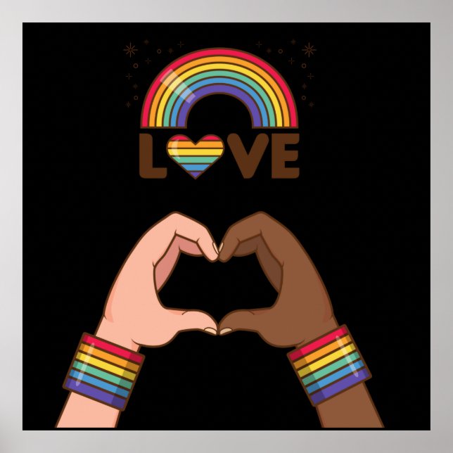 Póster LGTB+Orgullo. Amo el arcoiris. Corazón. (Frente)