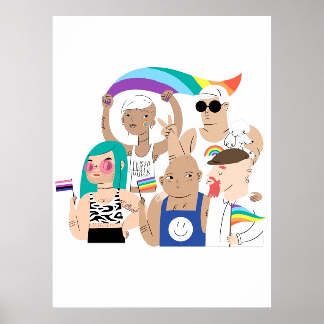 Póster LGTB+Orgullo. Amor GAY. Bandera arcoiris. (Frente)