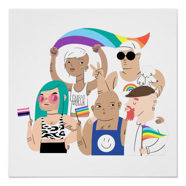 Póster LGTB+Orgullo. Amor GAY. Bandera arcoiris. (Anverso)