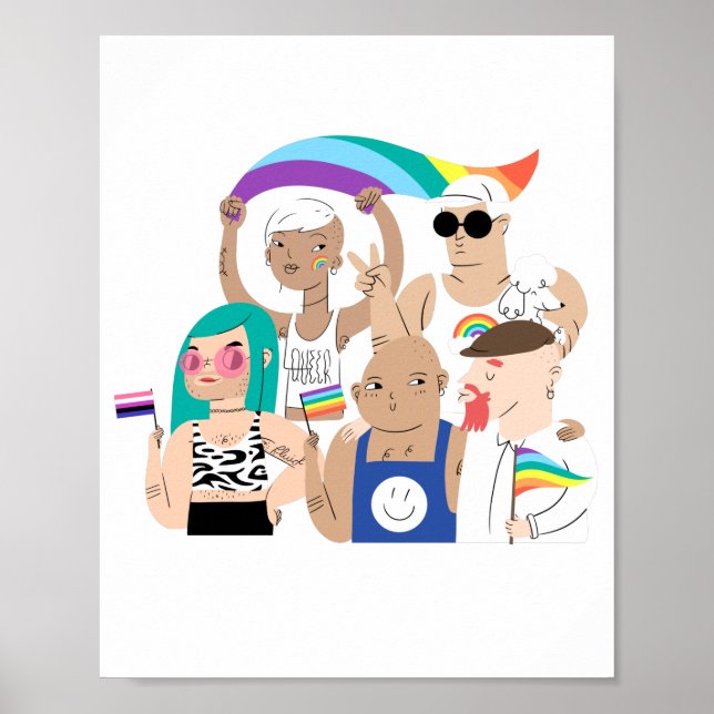Póster LGTB+Orgullo. Amor GAY. Bandera arcoiris. (Frente)