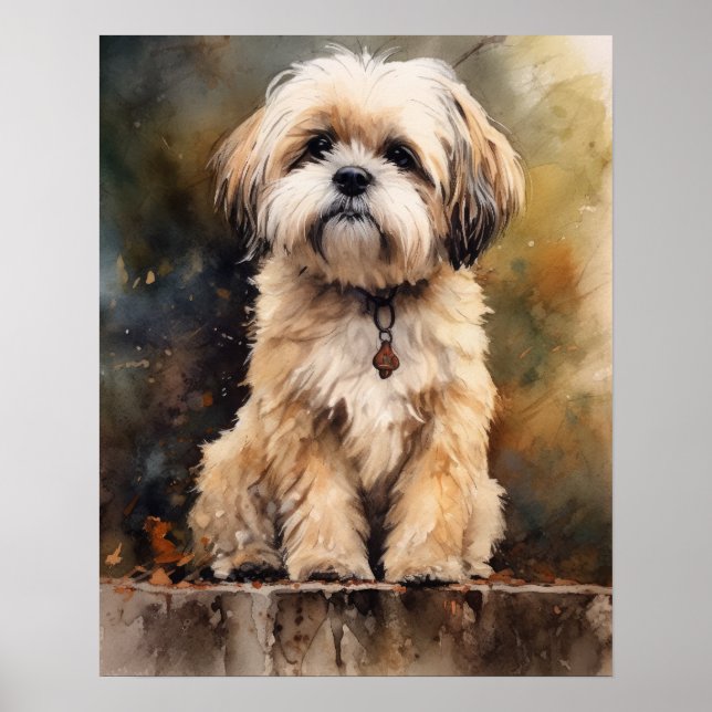 Póster Lhasa Apso Dog Art Print Poster (Frente)