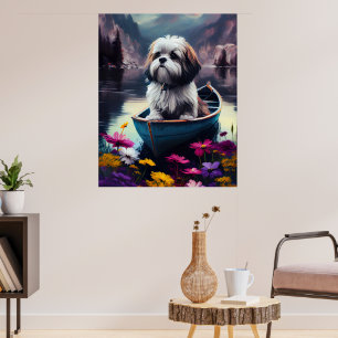 Póster Lhasa Apso en un remo: Una aventura escénica