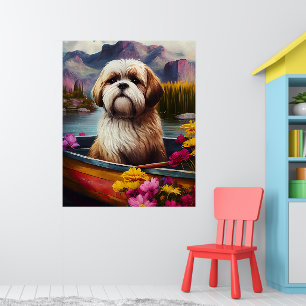 Póster Lhasa Apso en una Paleta: Una Aventura Escénica