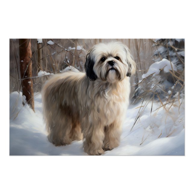 Póster Lhasa Apso Let It Snow Navidades (Anverso)