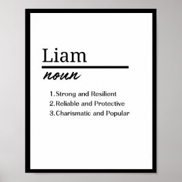 Póster Liam, definición de nombre personalizado del niño