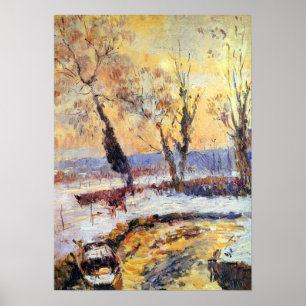 Póster Líbano: Nieve al atardecer
