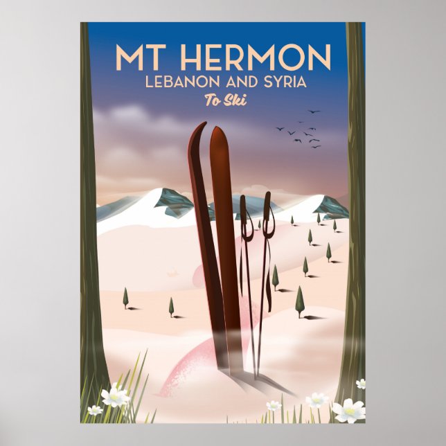 Póster Líbano y Siria Mt Hermon Ski (Frente)