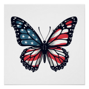 Póster Libélula Patriótica de la Bandera Americana 4 de J