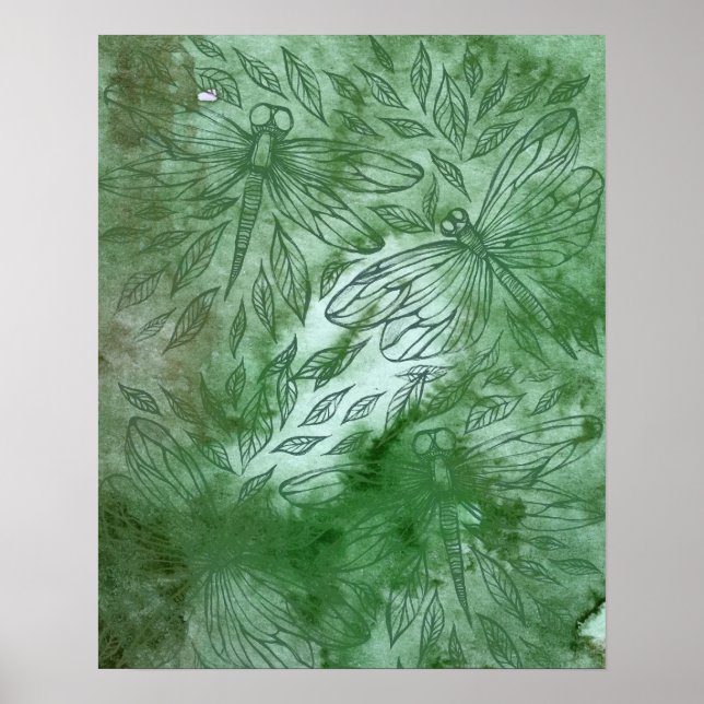 Póster Libélulas Verdes Amantes de las Libélulas (Frente)
