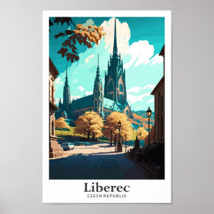 Póster Liberec Czech Travel Art Vintage