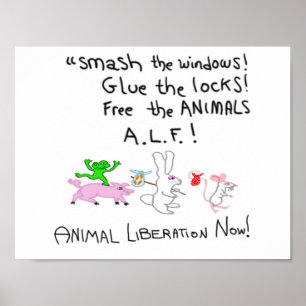 Póster ¡Liberen A Los ANIMALES A.L.F.!