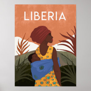 Póster Liberia Sierra Leone vintage travel poster