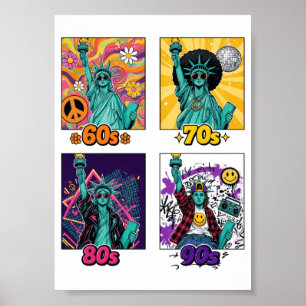 Póster Libertad a través de las décadas Retro