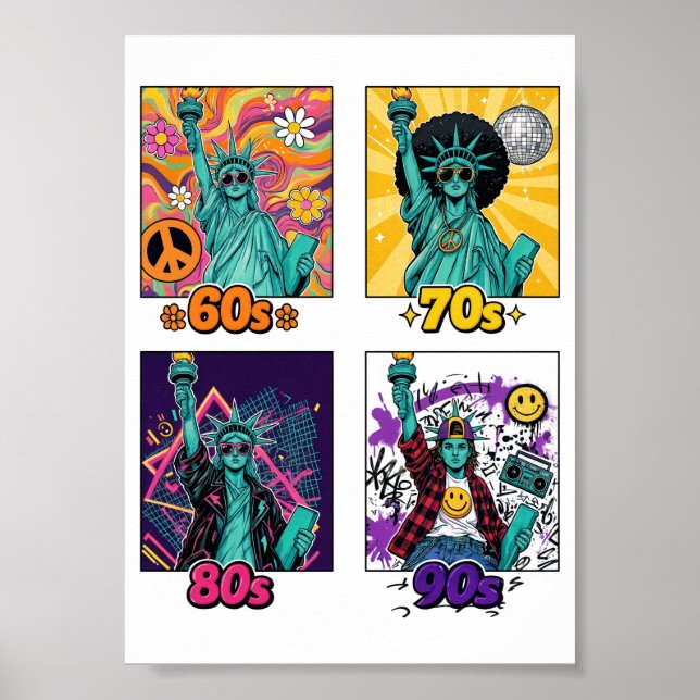 Póster Libertad a través de las décadas Retro (Frente)