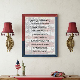 Póster Libertad americana Poema con bandera patriótico