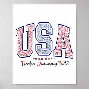 Póster Libertad Democracia Verdad Usa Anti-trump 4 De Jul