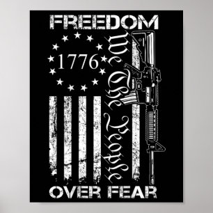 Póster Libertad Sobre Miedo Pro Arma Usa Bandera 2da Enmi