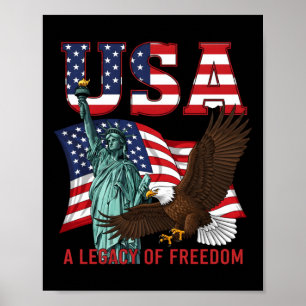 Póster Libertad usa gráfico patriótico 4 de julio largo