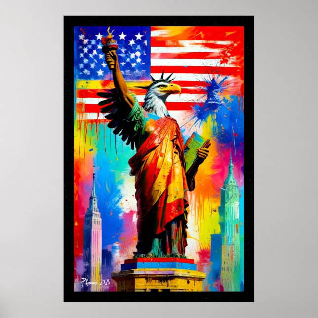 Póster Liberty Eagle Statua Poster Pop Art (Frente)