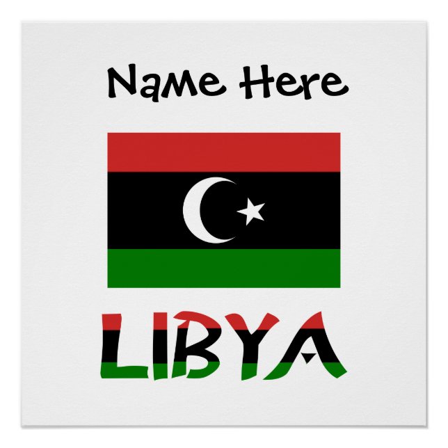 Póster Libia Bandera Libia Negra Personalización  (Anverso)