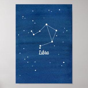 Póster Libra Constellation Night Sky Indigo