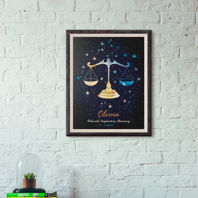 Póster Libra Constellation Zodiac Watercolor Stars Galaxy (Subido por el creador)
